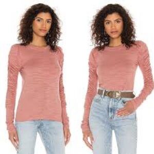 We The Free - Free People - Pink Ruched Long Sleeve Shirt - Size L